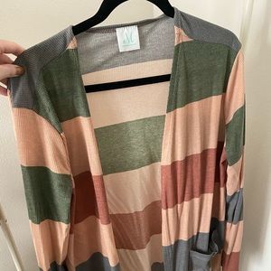 Striped color block cardigan